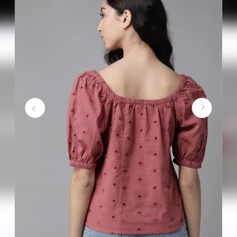 100% Cotton Puff Sleeve Top By The Roadster Life Co Small